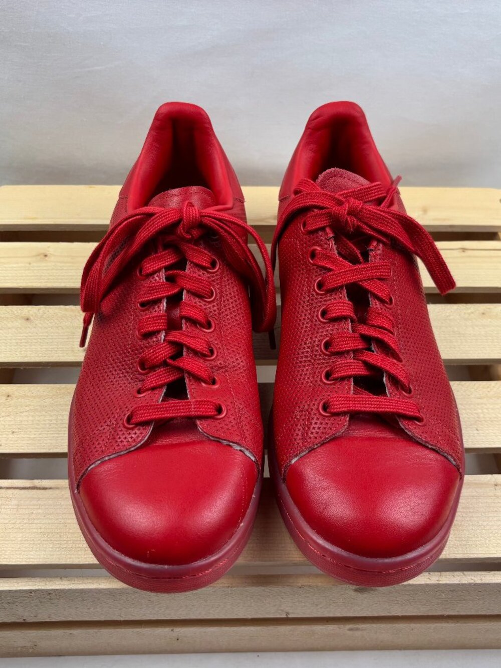 Adidas Stan Smith ART Scarlett Red Leather Embossed Sneakers - Size 8 Mens
